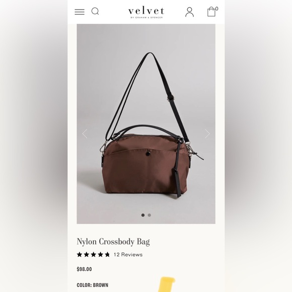 Velvet Brown Nylon Crossbody Bag - Picture 1 of 7